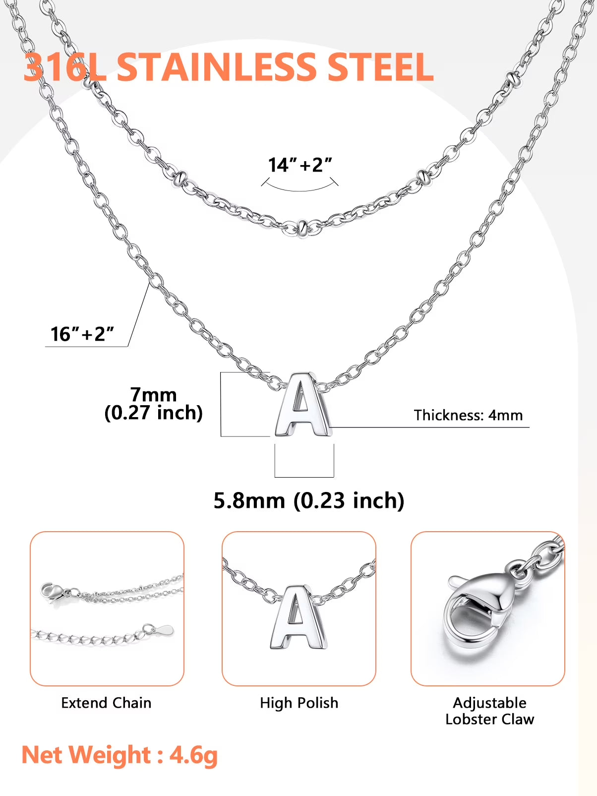 Silvora Silver Layered Letter a Initial Pendant Necklaces for Women Stackable Layer Necklace Delicate Jewelry Birthday Christmas Valentines Gifts for Her