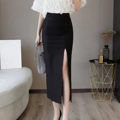Oversized Faldas Mujer Moda 2026 Fashion Long Skirts Womens High Waist Red Korean Skirt Office Women Sexy Black Skirt