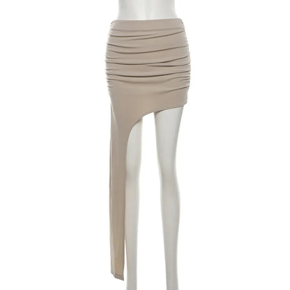 Y2K Aesthetic Solid Skirt for Women Irregular Vintage Jupe Faldas Mujer De Moda Streetwear Summer Pleated Grunge Skirts