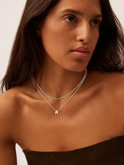 Silvora Silver Layered Letter a Initial Pendant Necklaces for Women Stackable Layer Necklace Delicate Jewelry Birthday Christmas Valentines Gifts for Her
